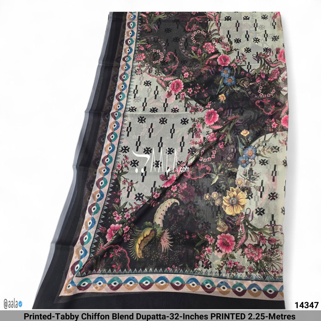 Printed-Tabby Chiffon Blend Dupatta-32-Inches PRINTED 2.25-Metres #14347