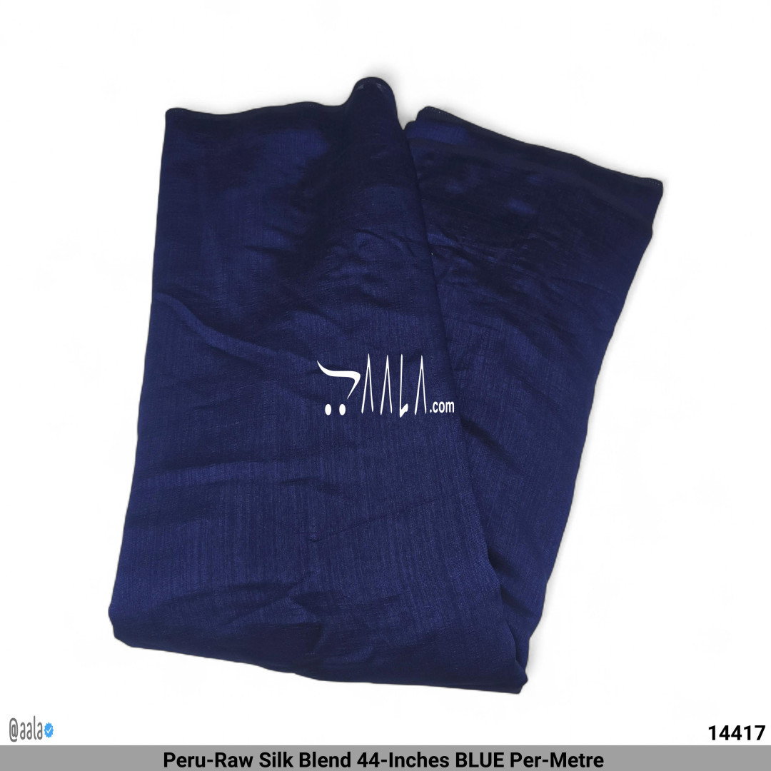 Peru-Raw Silk Blend 44-Inches BLUE Per-Metre 