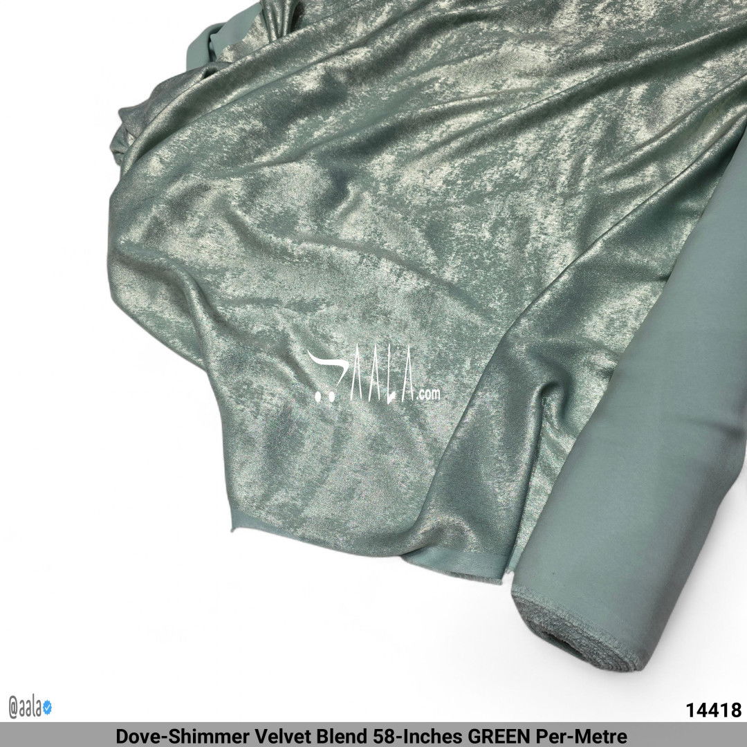 Dove-Shimmer Velvet Blend 58-Inches GREEN Per-Metre #14418