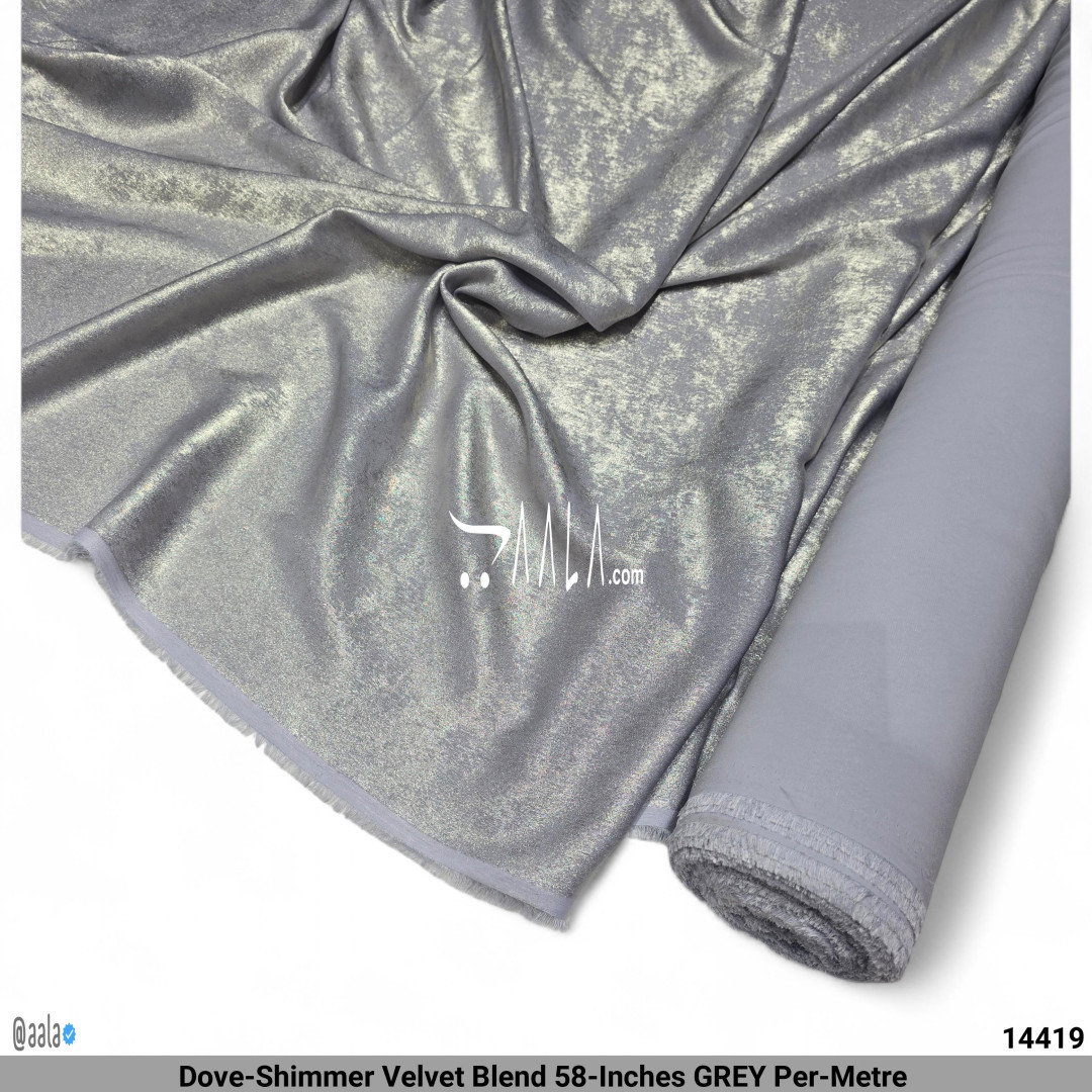 Dove-Shimmer Velvet Blend 58-Inches GREY Per-Metre 