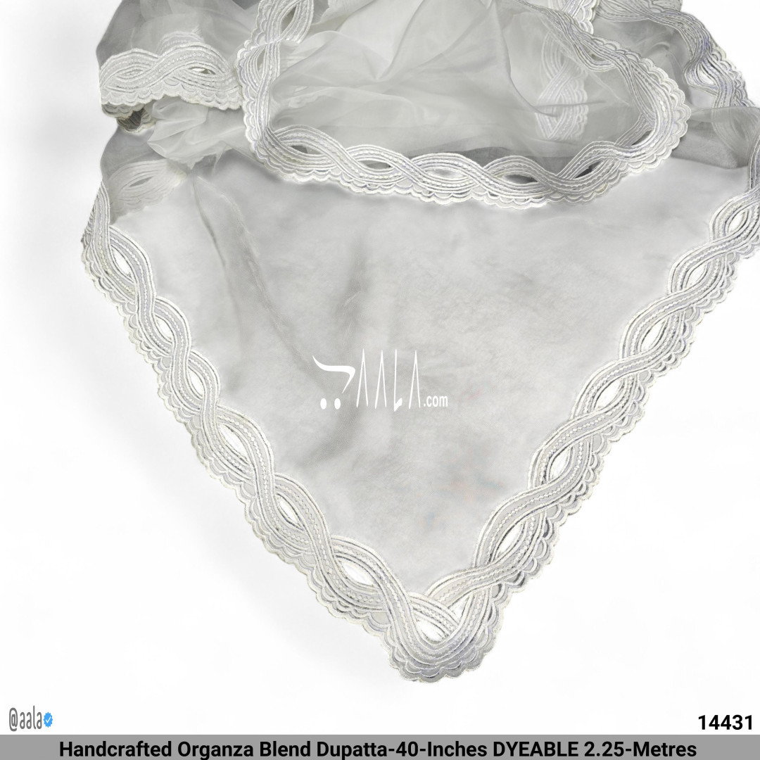 Handcrafted Organza Blend Dupatta-40-Inches DYEABLE 2.25-Metres 