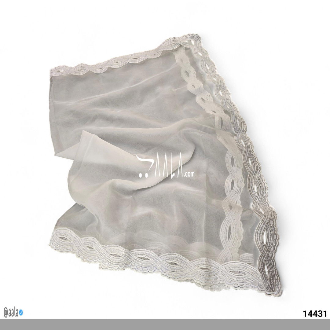 Handcrafted Organza Blend Dupatta-40-Inches DYEABLE 2.25-Metres 