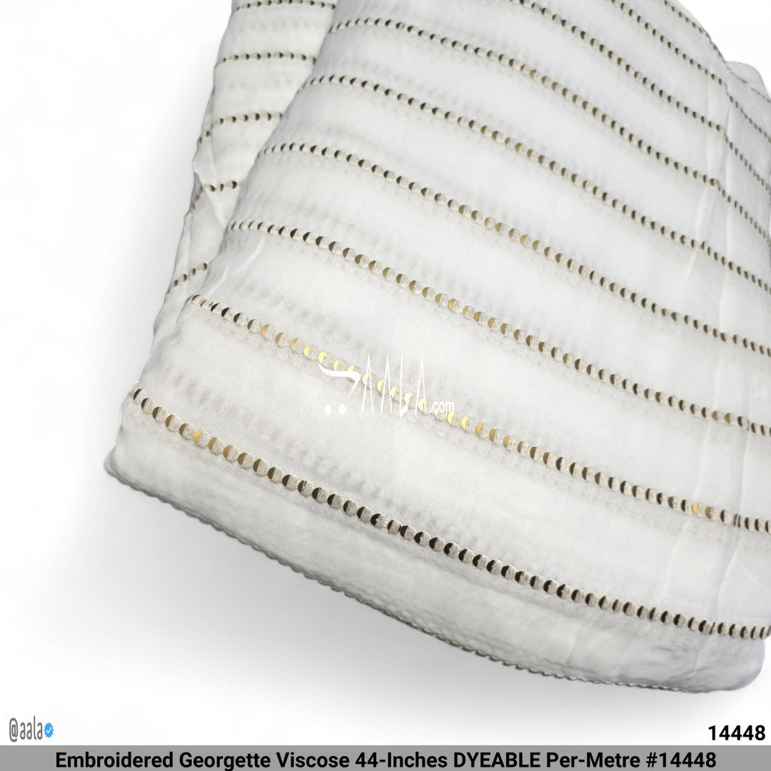 Embroidered Georgette Viscose 44-Inches DYEABLE Per-Metre