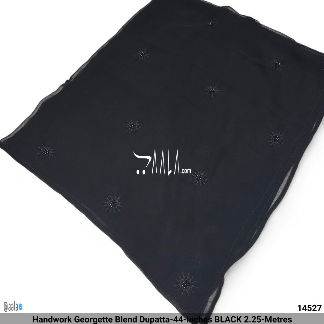 Handwork Georgette Blend Dupatta-44-Inches BLACK 2.25-Metres