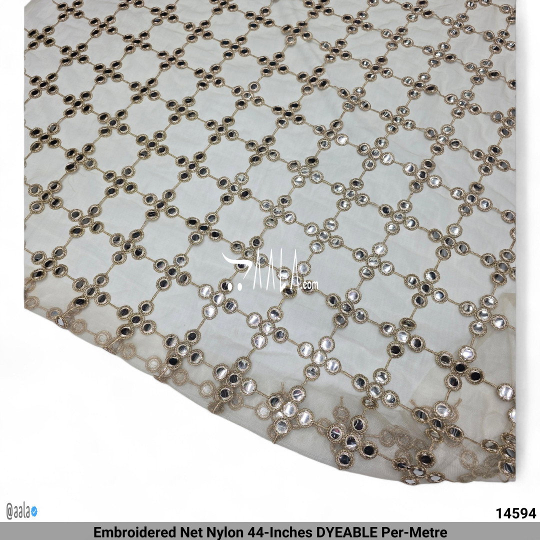 Embroidered Net Nylon 44-Inches DYEABLE Per-Metre