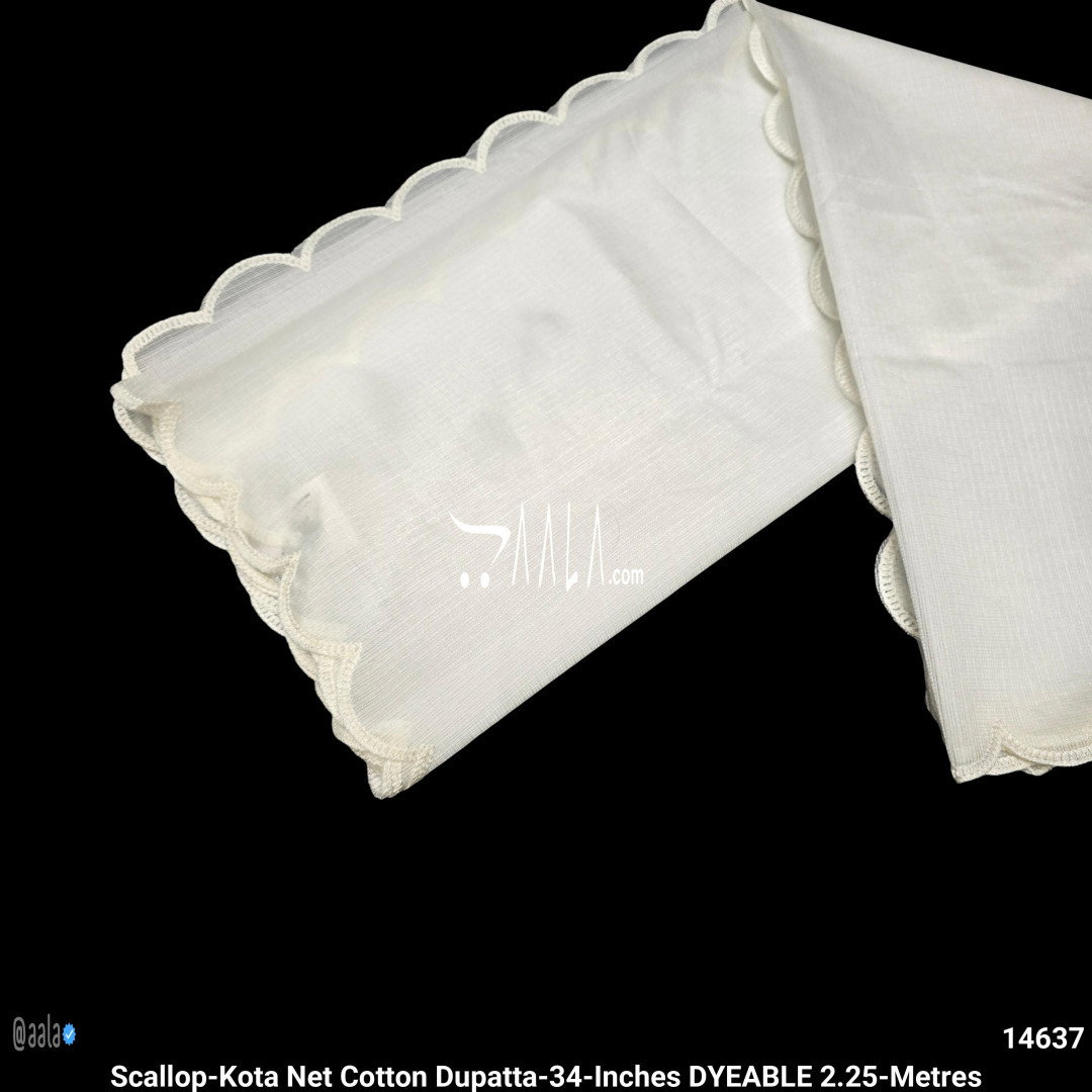 Scallop-Kota Net Cotton Dupatta-34-Inches DYEABLE 2.25-Metres