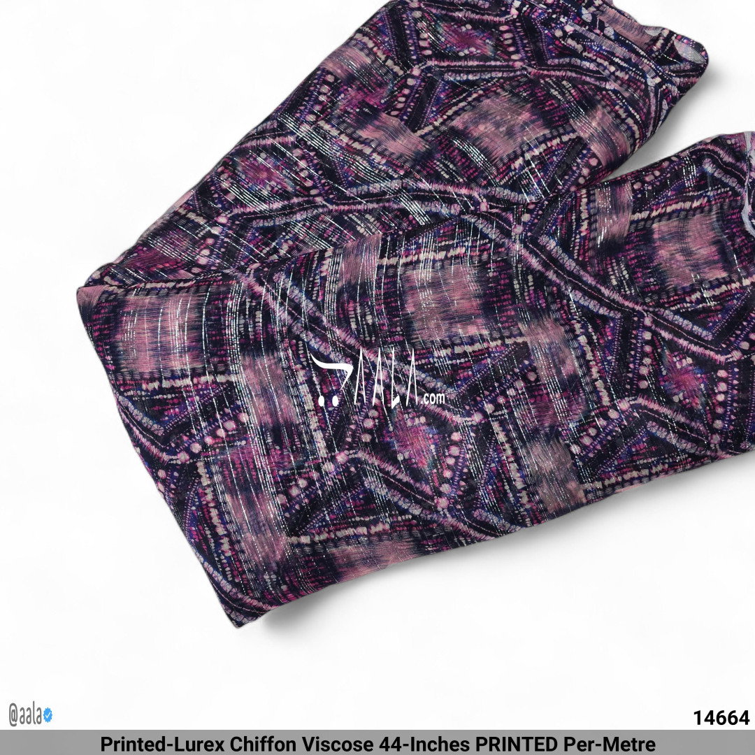 Printed-Lurex Chiffon Viscose 44-Inches PRINTED Per-Metre