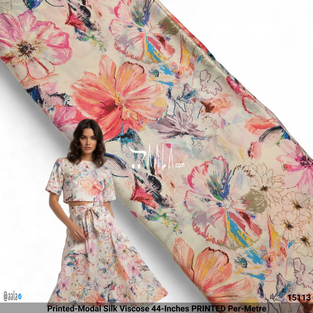 Printed-Modal Silk Viscose 44-Inches PRINTED Per-Metre