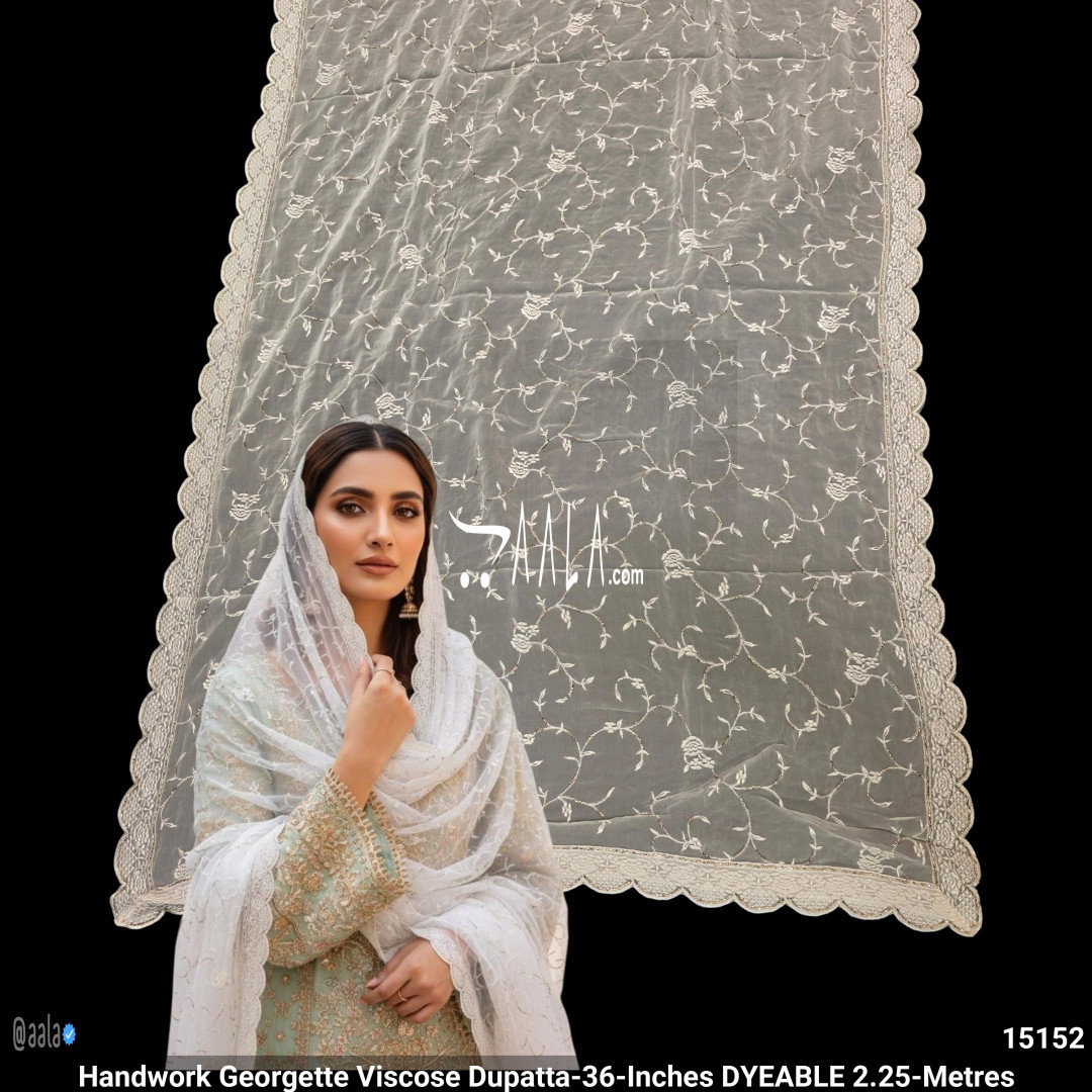 Handwork Georgette Viscose Dupatta-36-Inches DYEABLE 2.25-Metres