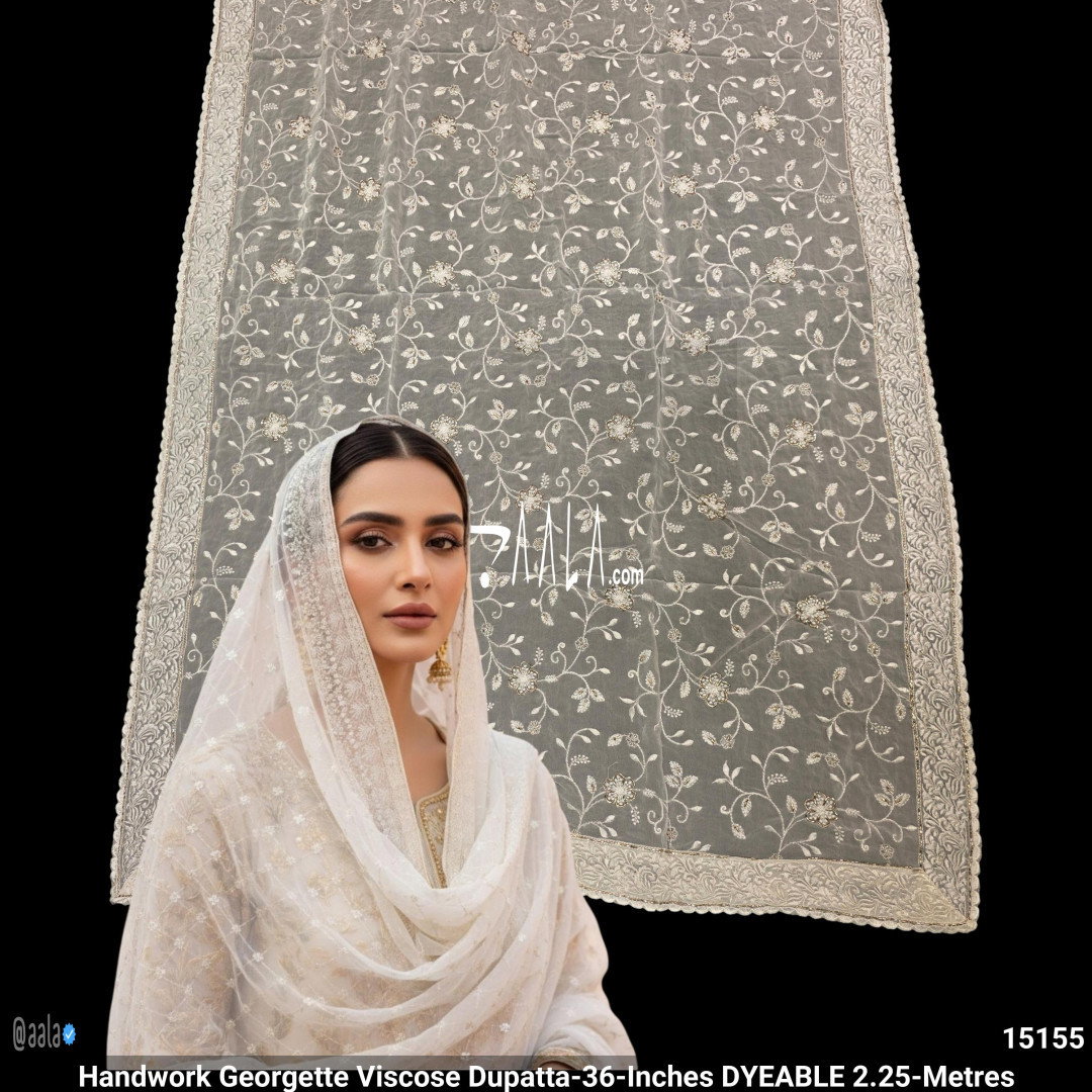 Handwork Georgette Viscose Dupatta-36-Inches DYEABLE 2.25-Metres