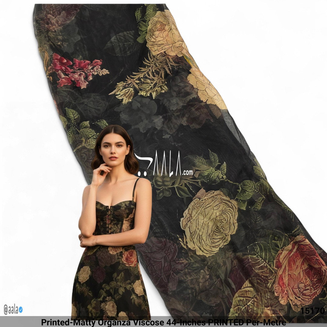 Printed-Matty Organza Viscose 44-Inches PRINTED Per-Metre