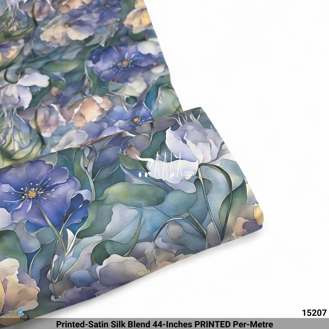 Printed-Satin Silk Blend 44-Inches PRINTED Per-Metre