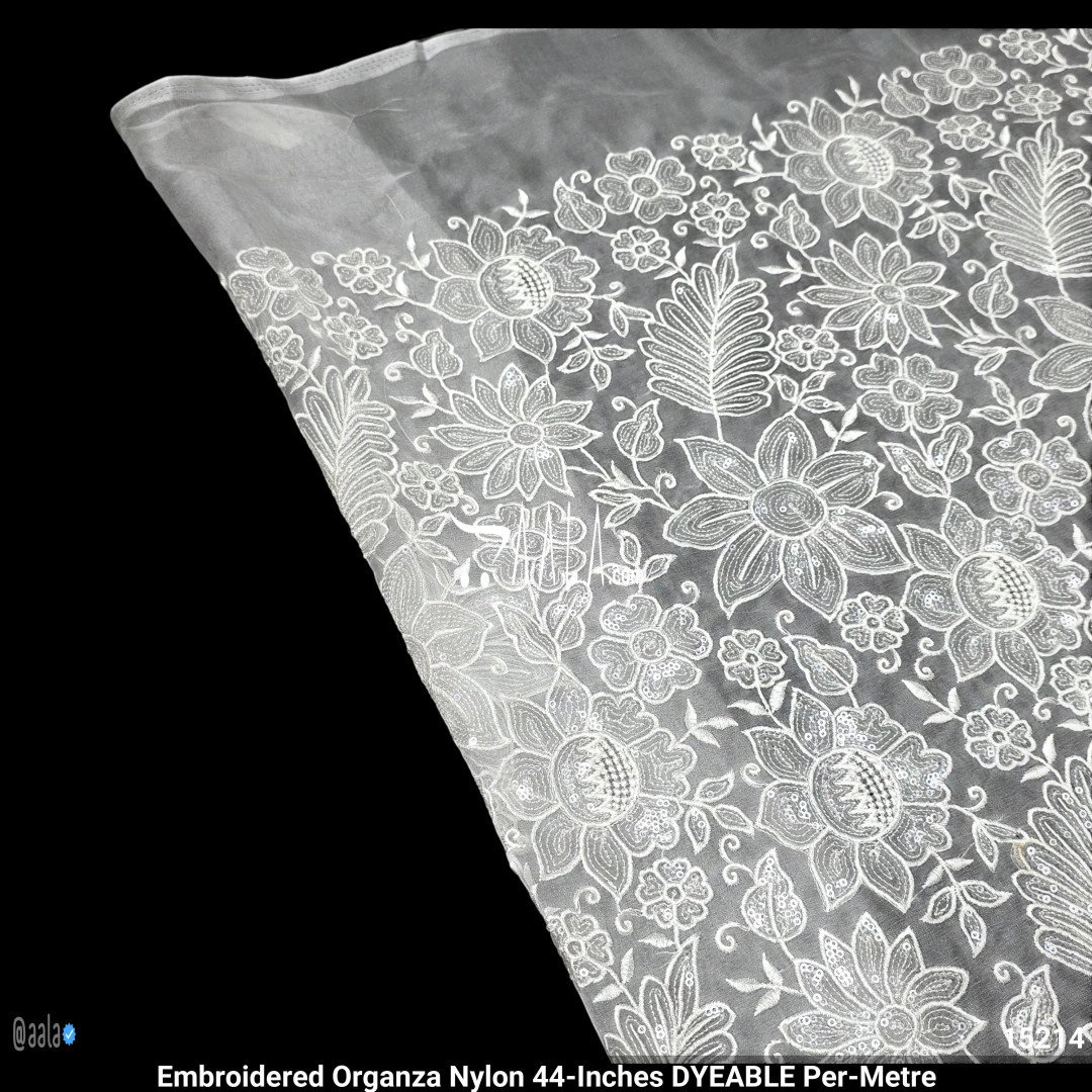 Embroidered Organza Nylon 44-Inches DYEABLE Per-Metre