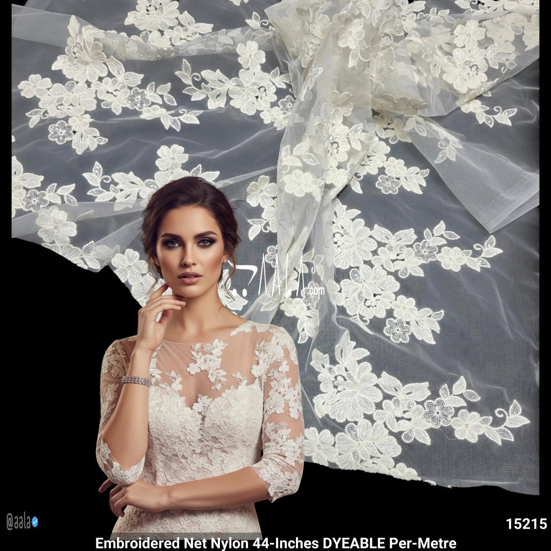 Embroidered Net Nylon 44-Inches DYEABLE Per-Metre