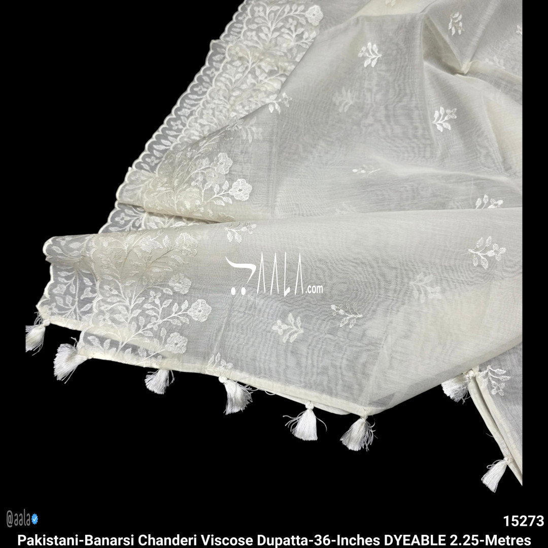Pakistani-Banarsi Chanderi Viscose Dupatta-36-Inches DYEABLE 2.25-Metres