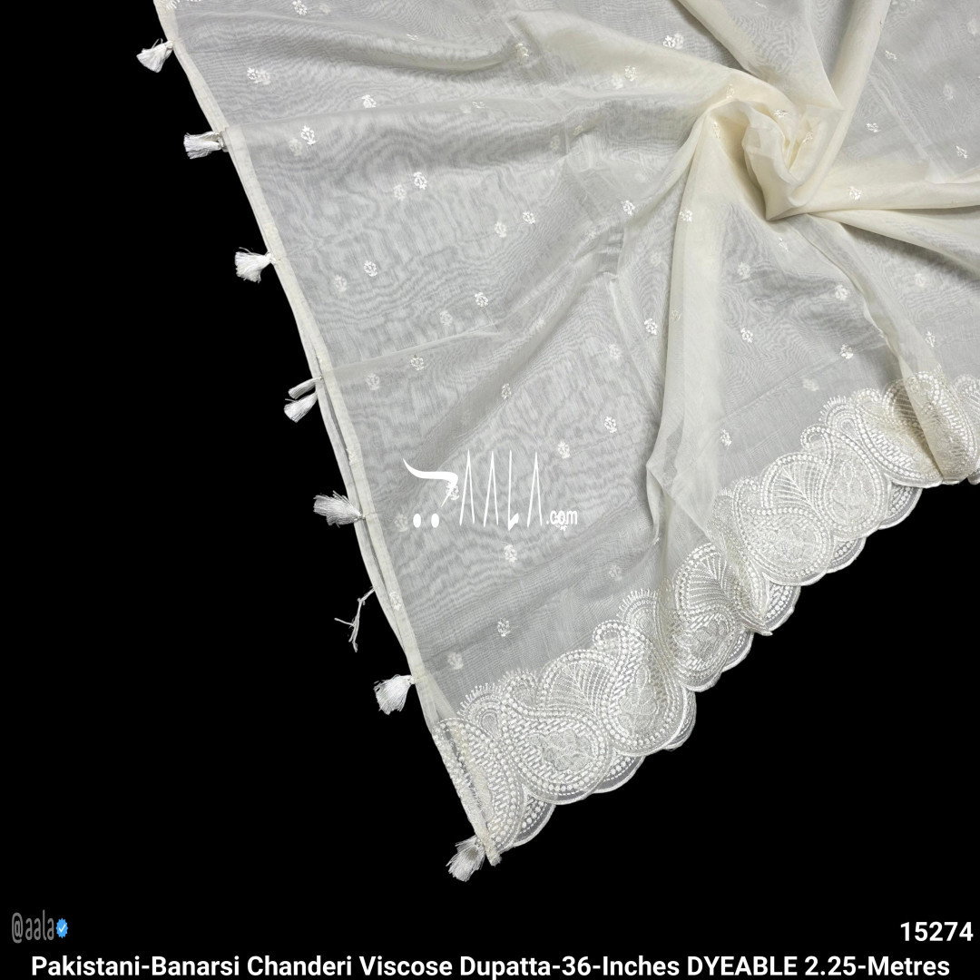 Pakistani-Banarsi Chanderi Viscose Dupatta-36-Inches DYEABLE 2.25-Metres