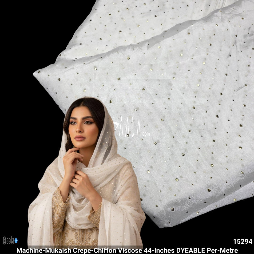 Machine-Mukaish Crepe-Chiffon Viscose 44-Inches DYEABLE Per-Metre