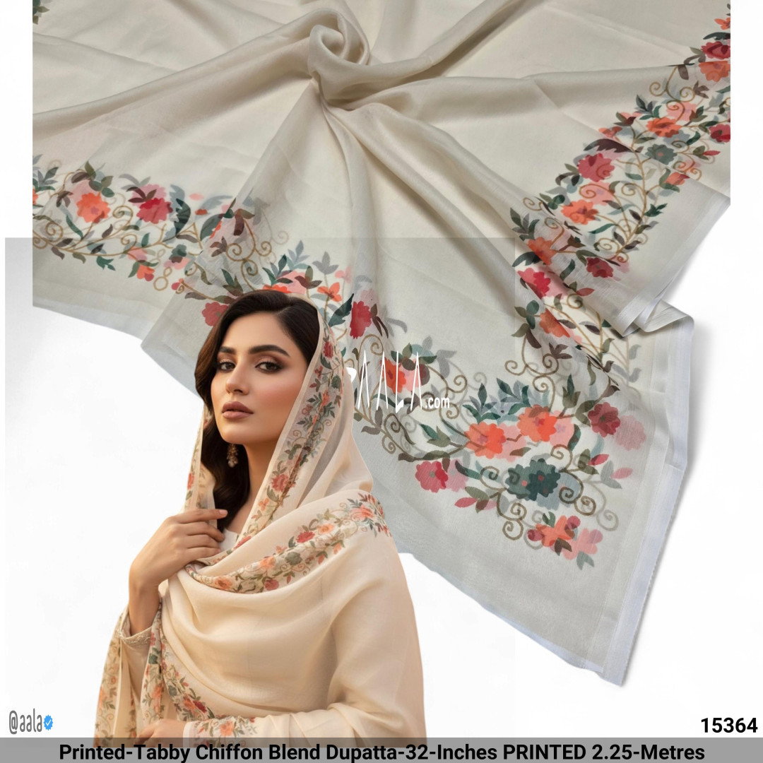 Printed-Tabby Chiffon Blend Dupatta-32-Inches PRINTED 2.25-Metres