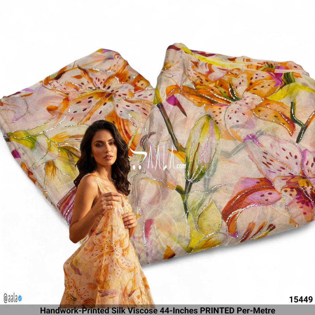 Handwork-Printed Silk Viscose 44-Inches PRINTED Per-Metre