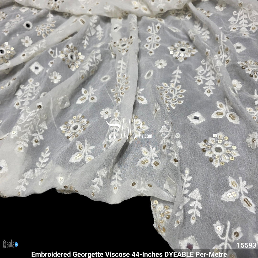 Embroidered Georgette Viscose 44-Inches DYEABLE Per-Metre