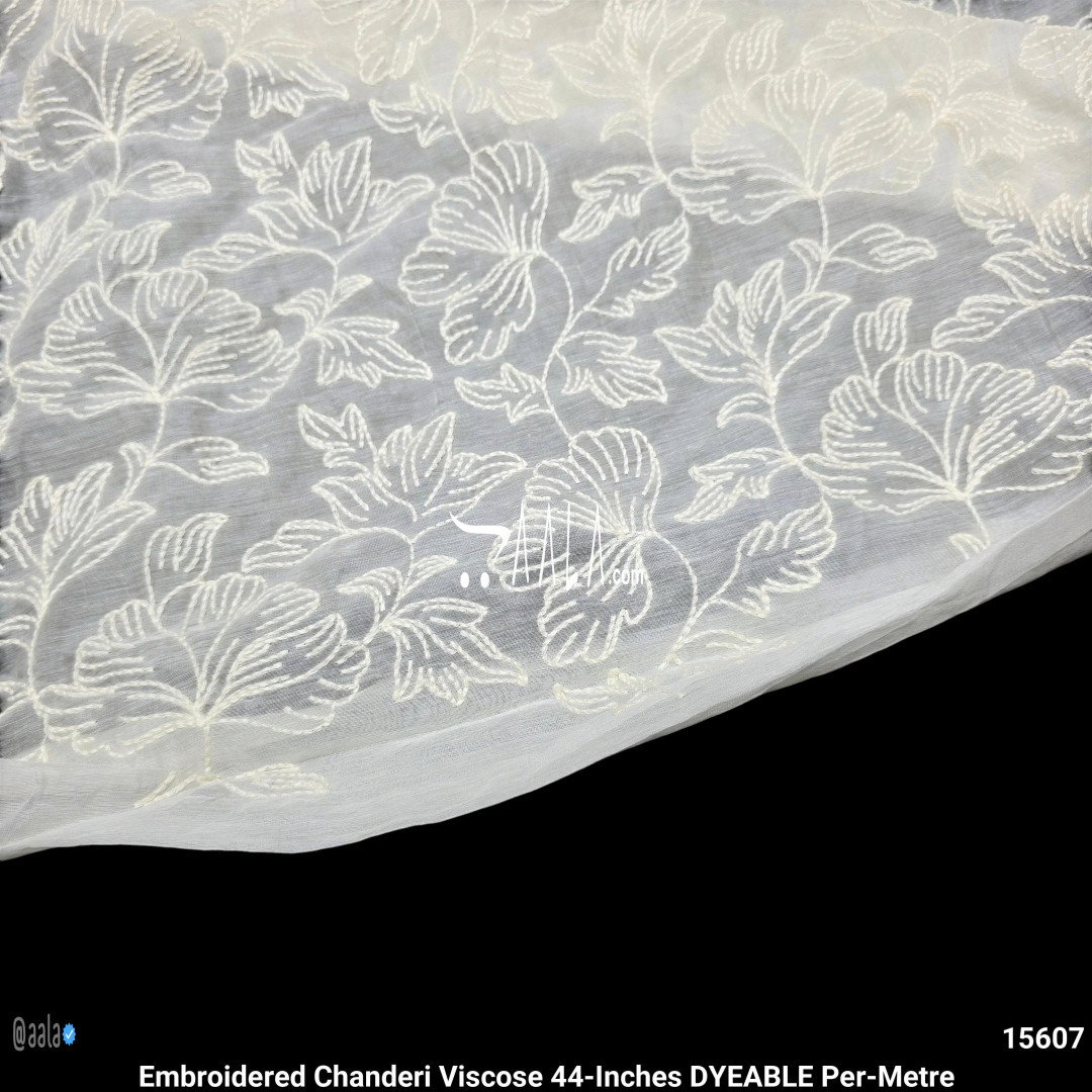 Embroidered Chanderi Viscose 44-Inches DYEABLE Per-Metre