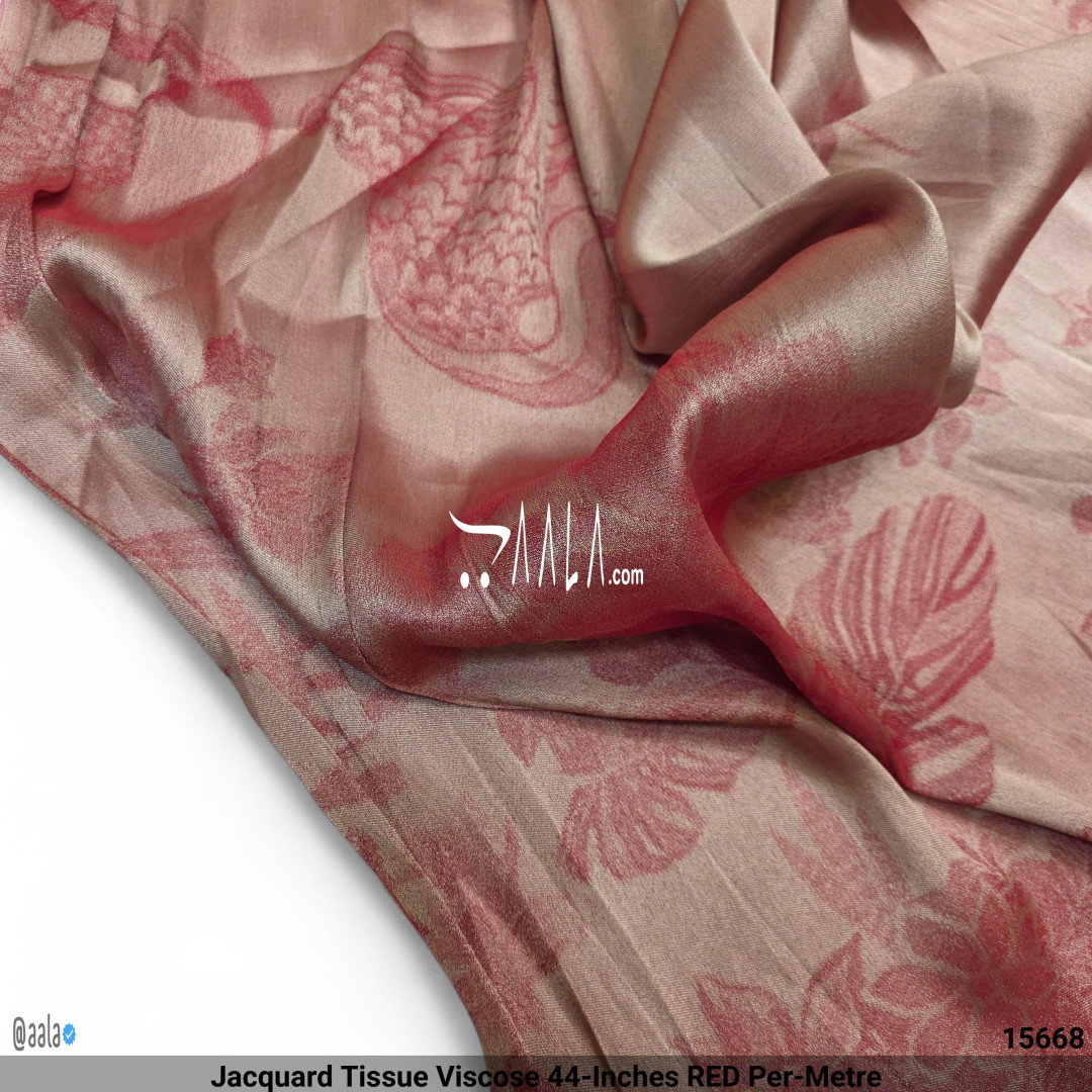 Jacquard Tissue Viscose 44-Inches RED Per-Metre