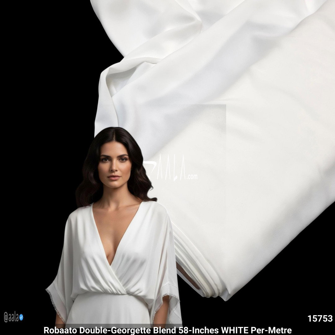 Robaato Double-Georgette Blend 58-Inches WHITE Per-Metre