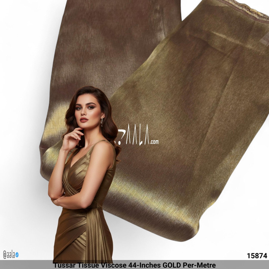 Tussar Tissue Viscose 44-Inches GOLD Per-Metre