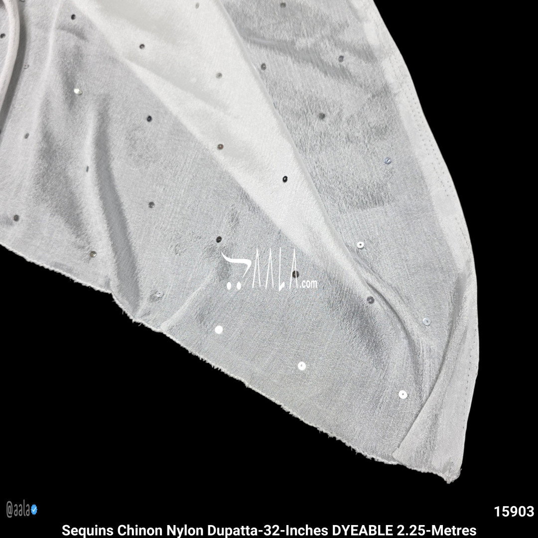 Sequins Chinon Nylon Dupatta-32-Inches DYEABLE 2.25-Metres