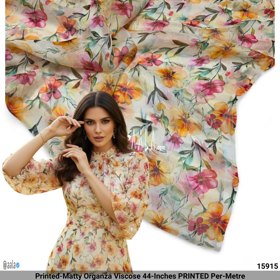 Printed-Matty Organza Viscose 44-Inches PRINTED Per-Metre