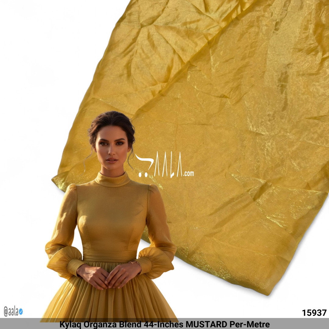 Kylaq Organza Blend 44-Inches MUSTARD Per-Metre