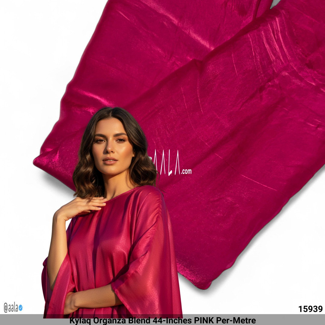 Kylaq Organza Blend 44-Inches PINK Per-Metre