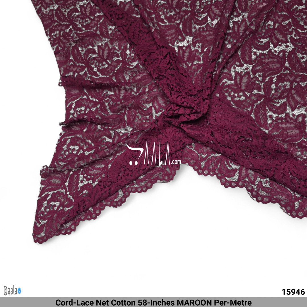 Cord-Lace Net Cotton 58-Inches MAROON Per-Metre