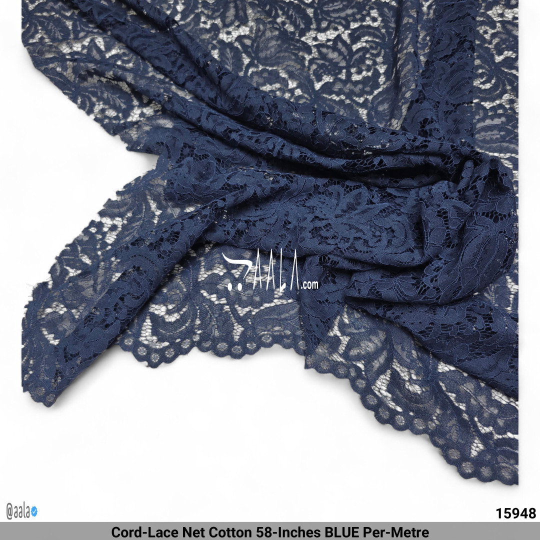 Cord-Lace Net Cotton 58-Inches BLUE Per-Metre