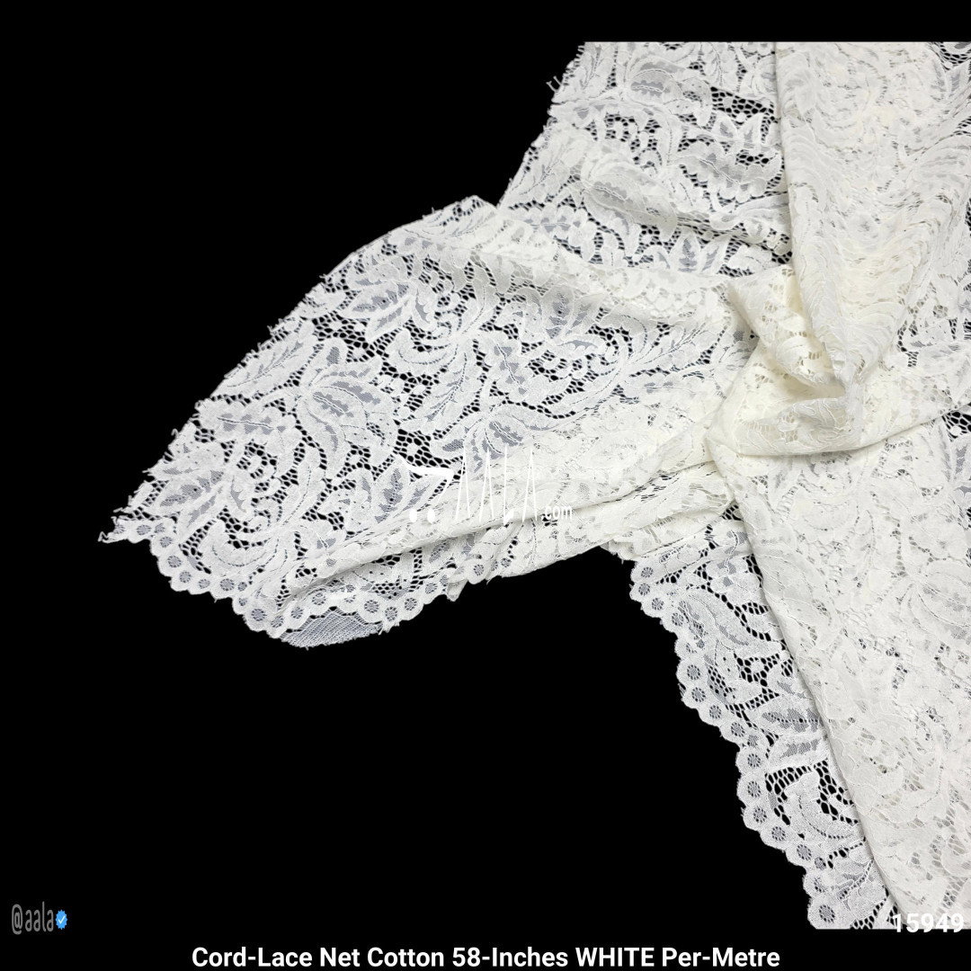 Cord-Lace Net Cotton 58-Inches WHITE Per-Metre