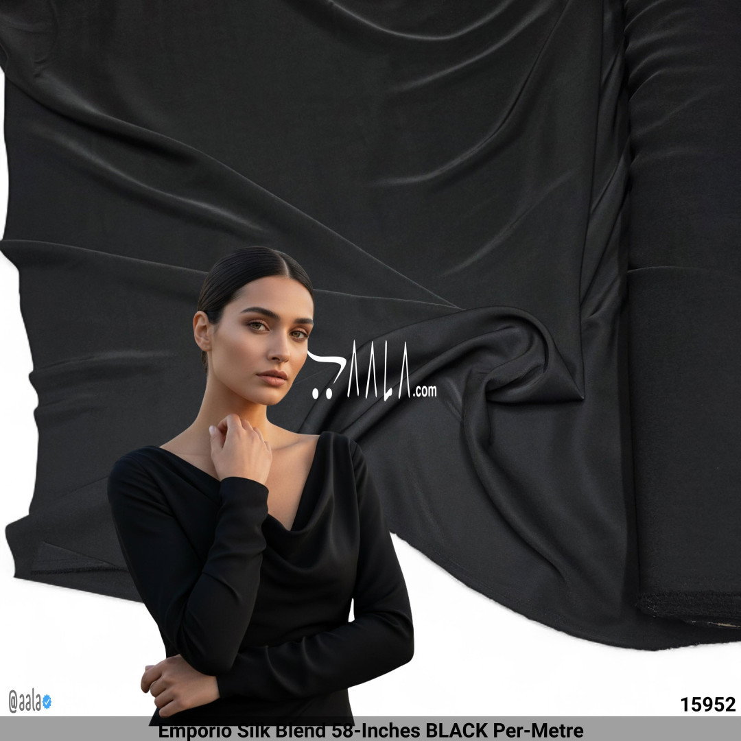 Emporio Silk Blend 58-Inches BLACK Per-Metre