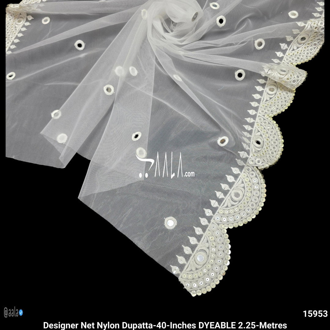Designer Net Nylon Dupatta-40-Inches DYEABLE 2.25-Metres