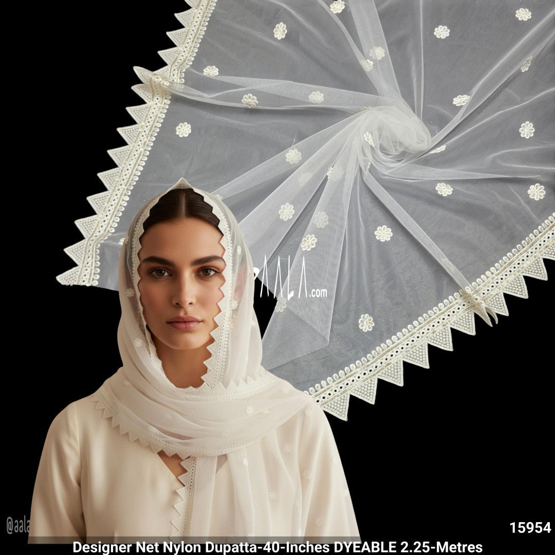 Designer Net Nylon Dupatta-40-Inches DYEABLE 2.25-Metres