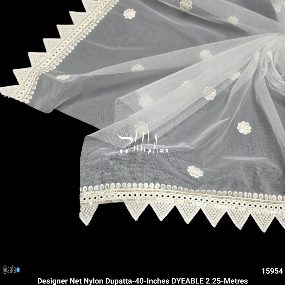 Designer Net Nylon Dupatta-40-Inches DYEABLE 2.25-Metres