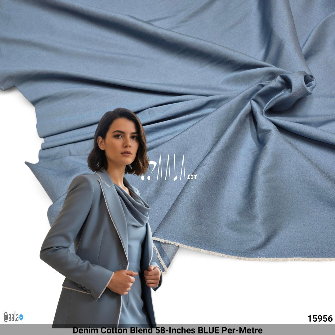 Denim Cotton Blend 58-Inches BLUE Per-Metre
