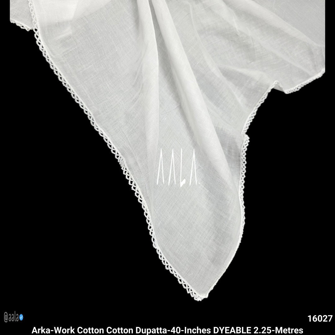Arka-Work Cotton Cotton Dupatta-40-Inches DYEABLE 2.25-Metres