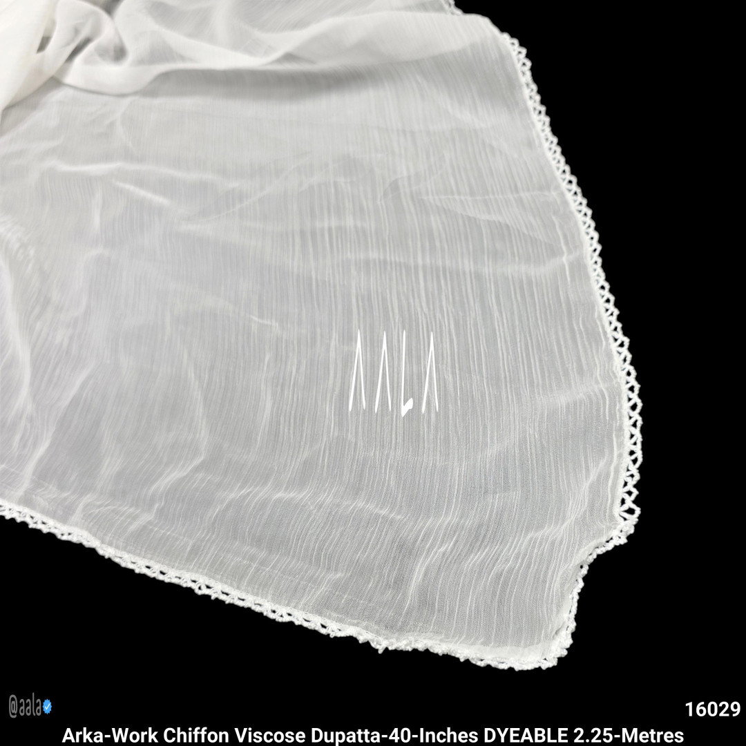 Arka-Work Chiffon Viscose Dupatta-40-Inches DYEABLE 2.25-Metres