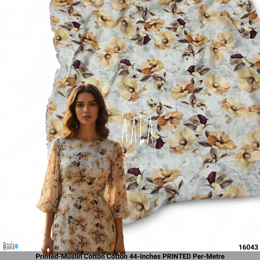 Printed-Muslin Cotton Cotton 44-Inches PRINTED Per-Metre