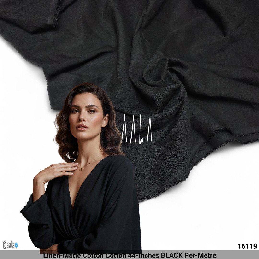 Linen-Matte Cotton Cotton 44-Inches BLACK Per-Metre