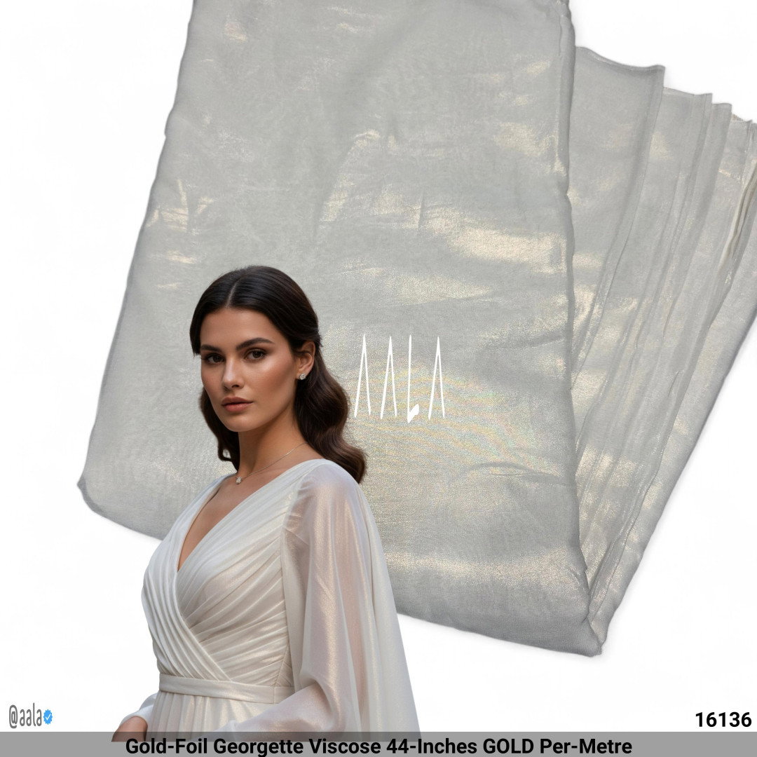 Gold-Foil Georgette Viscose 44-Inches GOLD Per-Metre