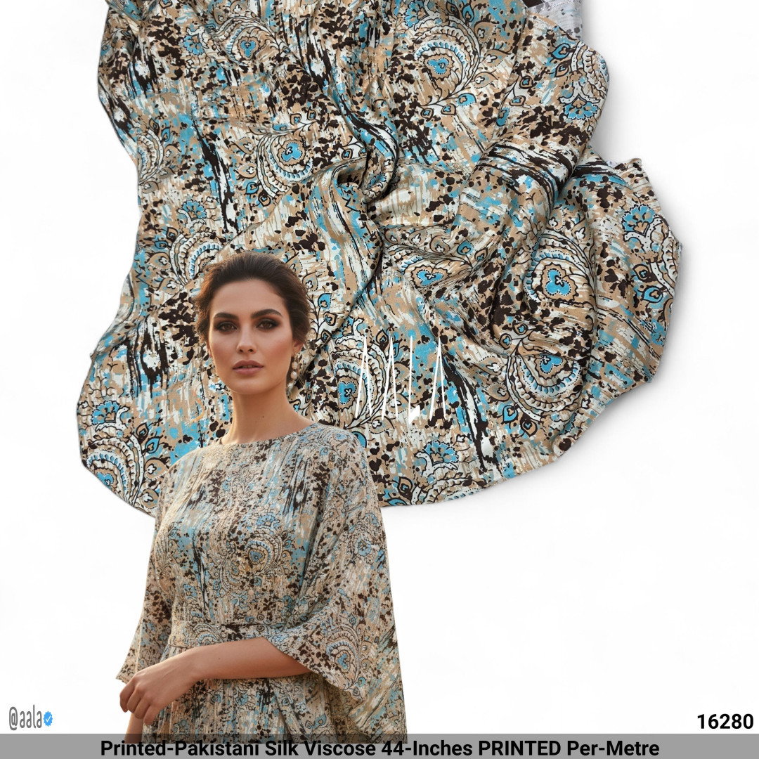 Printed-Pakistani Silk Viscose 44-Inches PRINTED Per-Metre
