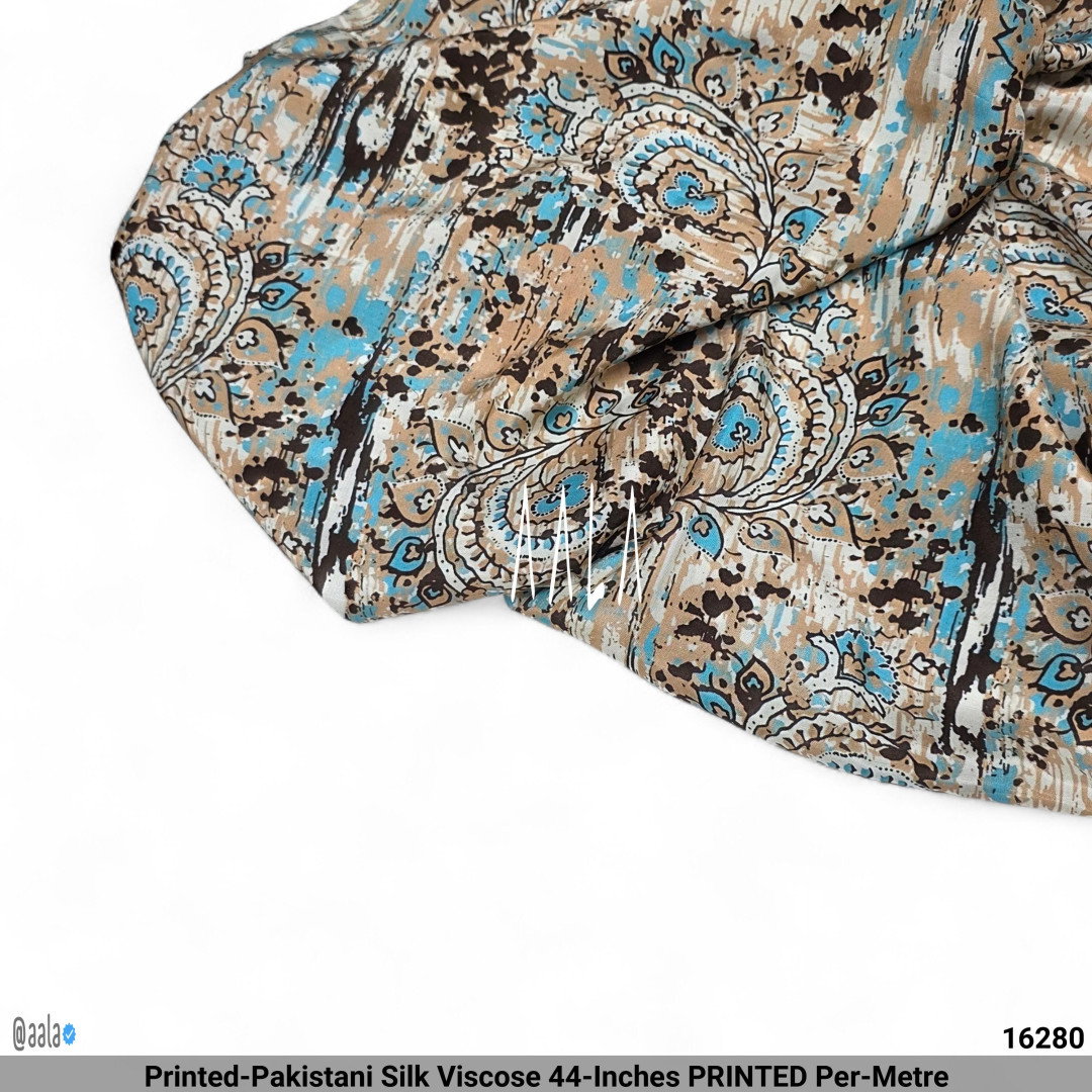 Printed-Pakistani Silk Viscose 44-Inches PRINTED Per-Metre