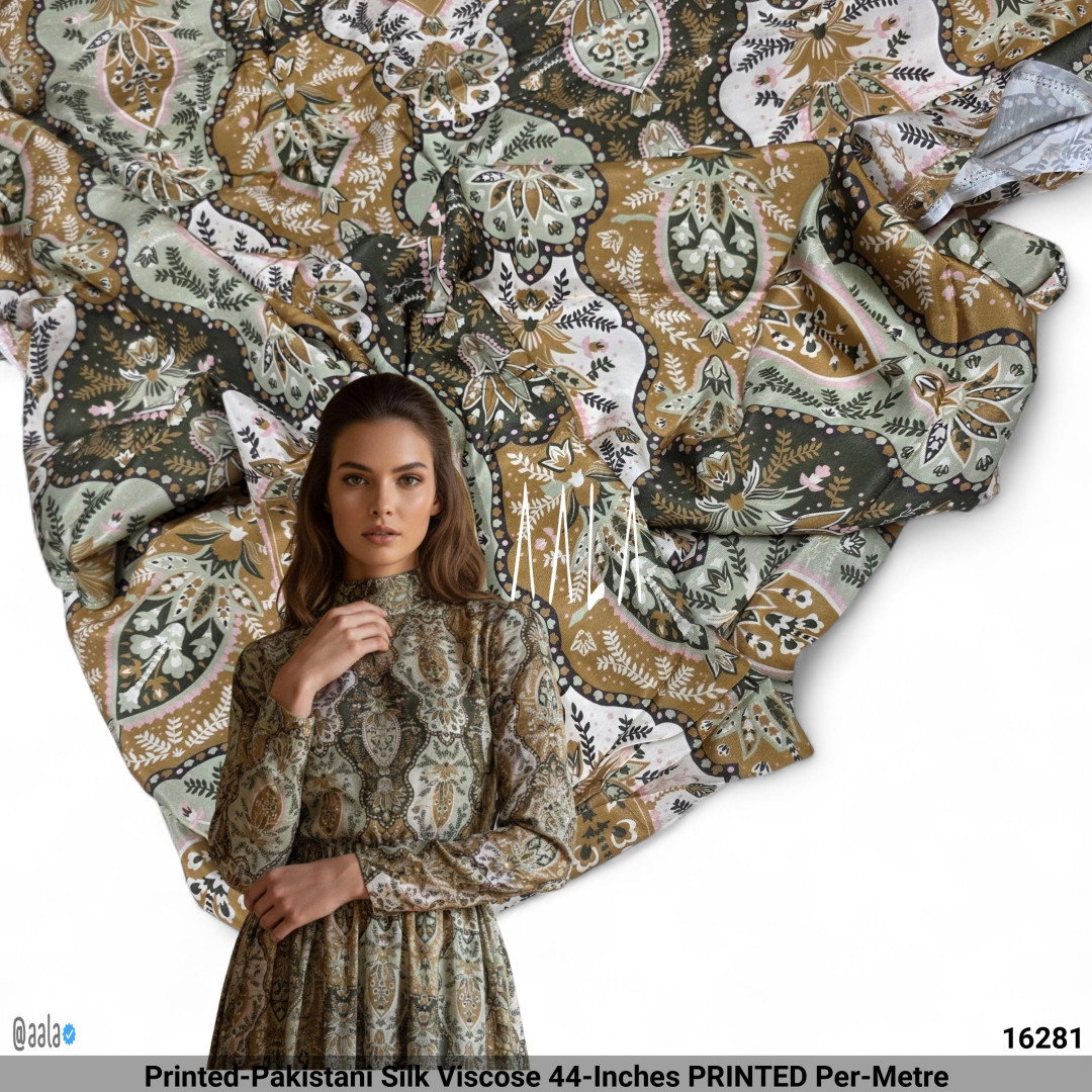 Printed-Pakistani Silk Viscose 44-Inches PRINTED Per-Metre