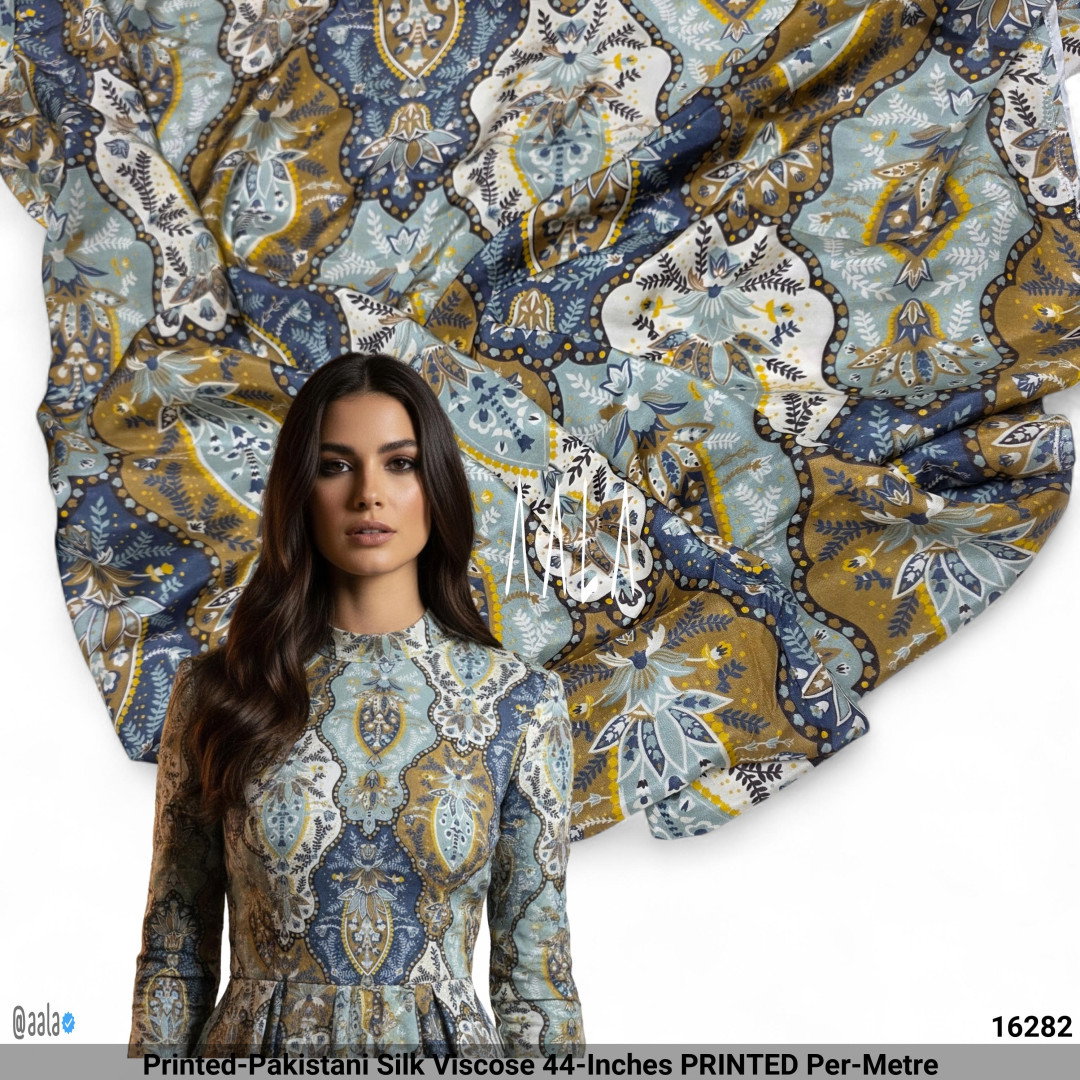 Printed-Pakistani Silk Viscose 44-Inches PRINTED Per-Metre