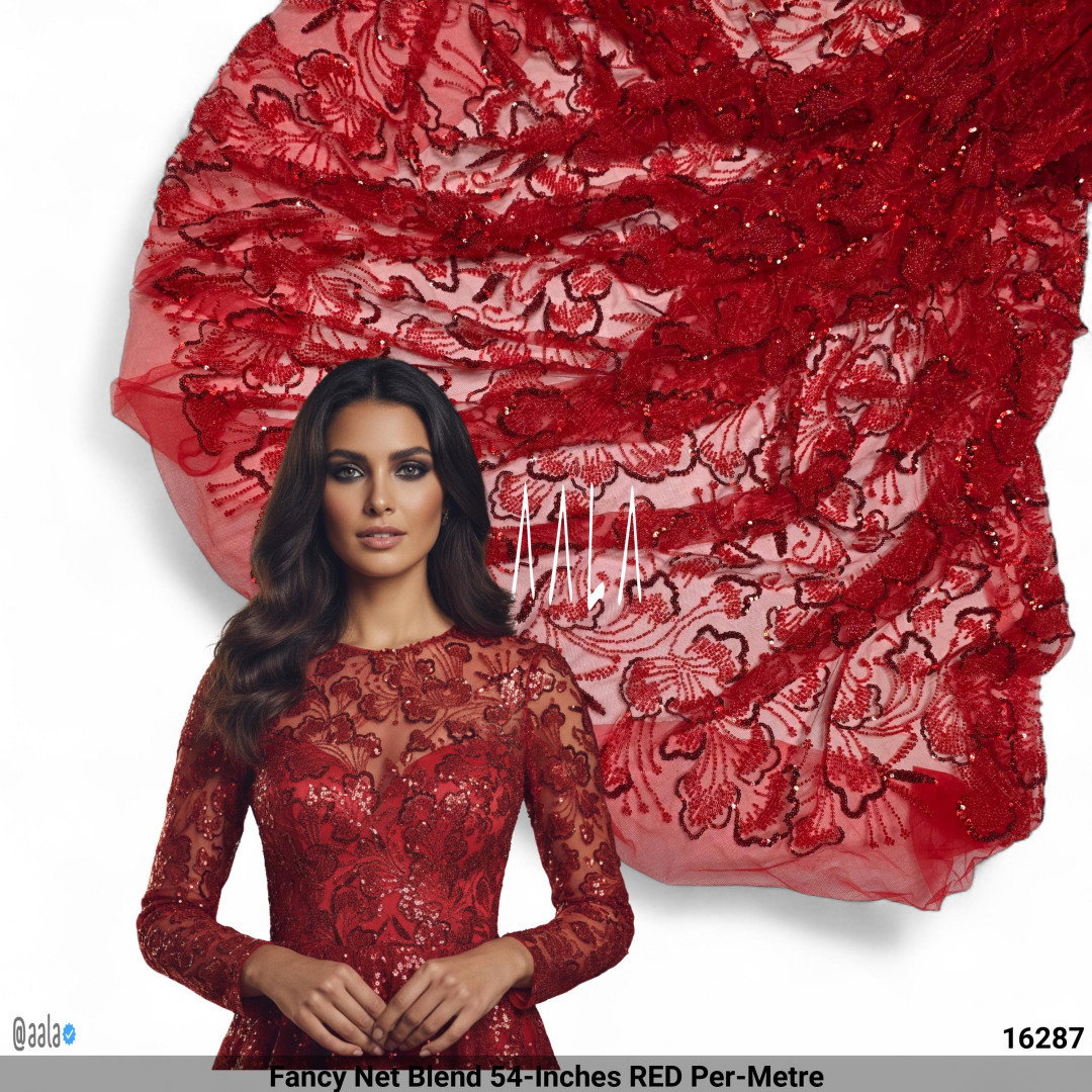 Fancy Net Blend 54-Inches RED Per-Metre